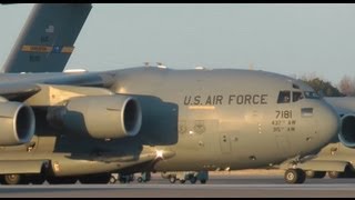 C17 GLOBEMASTER III taking off with dust [upl. by Assillim]