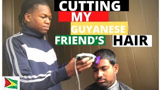 Cutting My Guyanese Friends Hair  Guyanese Link Up After A Long Time [upl. by Hullda]