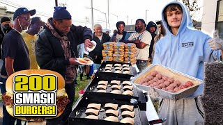 Cooking 200 Smash Burgers For The Homeless [upl. by Westphal49]