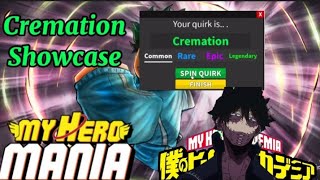 Cremation Showcase  Full Skills  My Hero Mania  Roblox  Dabi  My Hero Academia [upl. by Rydder]