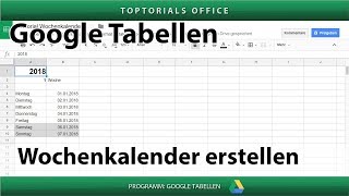 Dynamischen Wochenkalender erstellen Google Tabellen [upl. by Warfold160]