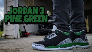 EARLY REVIEW AIR JORDAN 3 PINE GREEN [upl. by Erich]