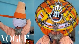 How to Tie a 200Pound Turban  Sikh Style  Vogue [upl. by Melita]