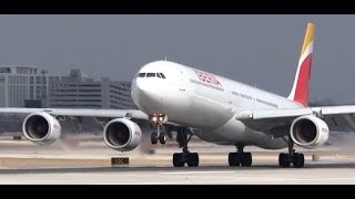 Iberia Airbus A340600 New Livery ECLEU  Chicago OHare Plane Spotting [upl. by Tocs]