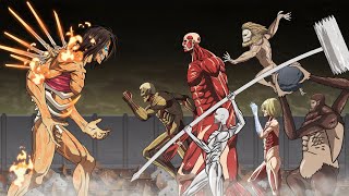 Part 2 of Eren Levi Mikasa Armin vs Armored Titan Female Titan Jaw Warhammer  Attack on Titan [upl. by Aihseyk]