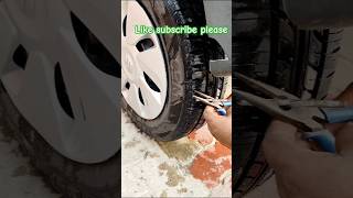 Tubeless tyre puncture repairing theek haishorts automobile tyre carmaintenance trending [upl. by Enyaw]