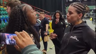 SAVANNAH MARSHALL amp CLARESSA SHIELDS BUMP INTO EACH OTHER AFTER MMA PRO DEBUT STOPPAGE WIN [upl. by Adilem]