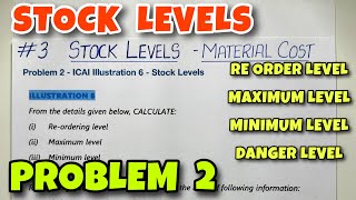 3 Stock Levels  Problem 2  Reorder Maximum Minimum Danger  BCOM  CA INTER By Saheb Academy [upl. by Nylyram]