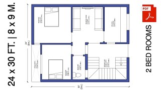 24 X 30 SMALL HOUSE DESIGN  2 BEDROOM HOUSE PLAN  8 X 9 HOUSE DESIGN [upl. by Wier]