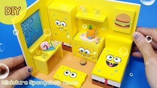 DIY miniature dollhouse  Spongebob Room [upl. by Guttery]