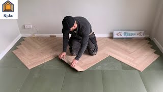 How to Install Herringbone Laminate Flooring  Sideways [upl. by Eardna]