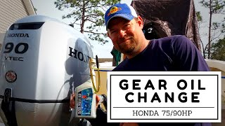 Changing Gear Oil Honda 7590hp Outboard [upl. by Eimmelc913]