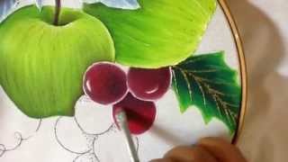 Pintura en tela uvas de nochebuena azul  5 con cony [upl. by Wilmott]