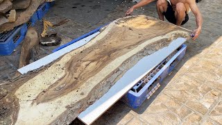 Unique Product Creation Ideas Between Wood and Epoxy Resin  Modern Table Woodworking Techniques [upl. by Airdnaz]