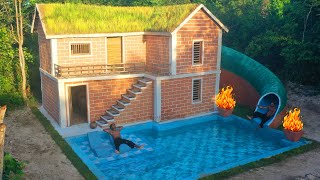 120 Days Building Underground twostory House with water Slide To Swimming Pool [upl. by Kobi]