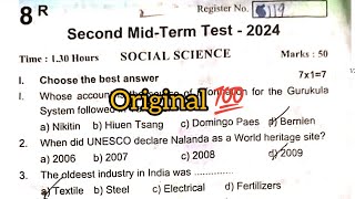 8th social science second midterm exam original question paper 2024 [upl. by Jolda746]