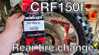 Honda CRF150r rear tire change 16in motorcycle motorcross moto doityourself [upl. by Katy]