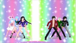 MMD  Aphmau Aaron Katelyn Travis KawaiiChan and Zane  Timber Aphmau [upl. by Arivle]