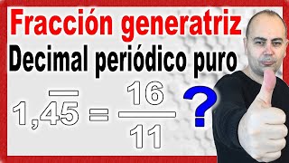 💥PASAR DE DECIMAL PERIÓDICO PURO A FRACCIÓN FÁCIL 💥 Fracción Generatriz 3 [upl. by Raffaello]