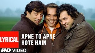 Apne To Apne Hote Hain Title Track Lyrical Video Song  Himesh Reshammiya  Bobby Sunny Dharmendra [upl. by Dusty]