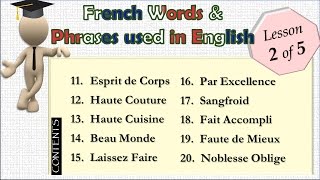 Lesson 25 Top50 French words and phrases used in English [upl. by Hildagard446]