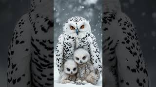 Mother Snow Owl Shelters Her Chicks from the Snow mother birds peacocks [upl. by Mauricio992]