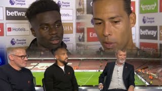 Saka  Van Dijk  Keane  Carragher Walcott Reacts To Arsenal 22 Liverpool [upl. by Royden]