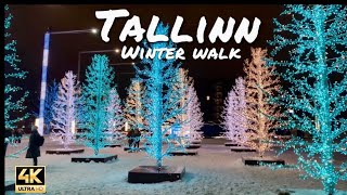 Tallinn Estonia Winter walk 4K Old town  Christmas Market  Christmas lights Tallinna joulutori [upl. by Linnette]