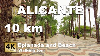 Alicante Esplanade and beach Spain  Costa Blanca  walking tour 2023 4k 60 fps [upl. by Giacamo]