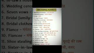 english word meaning। wedding names।dailyuseenglishwords shorts [upl. by Arnie]