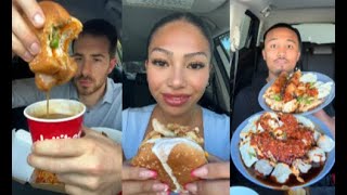 tiktok mukbang compilation  chipotle burrito wingstop and more 13 [upl. by Leafar]