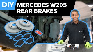 MercedesBenz W205 Rear Brake Replacement DIY C300 C350e amp C400 [upl. by Ingelbert]