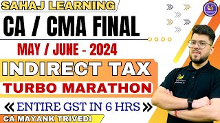 CACMA Final IDT GST Turbo Marathon Entire GST in 6 Hrs with amendment May 2024 Last Day Revision [upl. by Bautista]