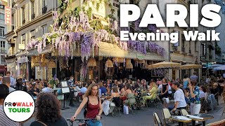 Paris Evening Walk and Bike Ride  4K  With Captions [upl. by Goodman]