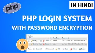 How to Encrypt and Decrypt Password in php Using md5 Login System  Password Encryption in PHP [upl. by Daveen]