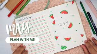 Plan With Me  Bujo Setup May 2024  Watermelon Theme [upl. by Mccandless]