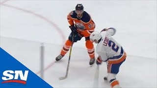 Connor McDavid Given Penalty For Dirty Hit On Islanders’ Nick Leddy [upl. by Ahsenek]