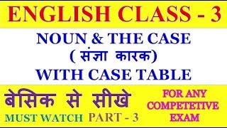 NOUN amp THE CASE  संज्ञा कारक II CASE TABLE  PART 3 II BASIC ENGLISH GRAMMAR RULES IN HINDI [upl. by Aihcsrop]