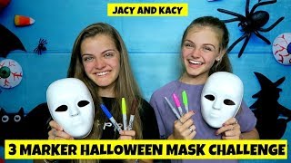 3 Marker Halloween Mask Challenge  Fun DIY Masks  Jacy and Kacy [upl. by Vedis762]