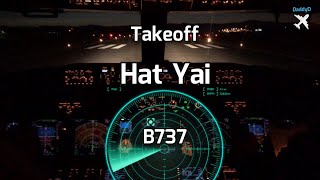 Cockpit view  B737 Takeoff Hat Yai RW26 [upl. by Saitam]