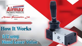 32 Hand Lever Valve Working With Single Acting Pneumatic Cylinder  Working Animation Video [upl. by Yendirb]