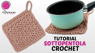 TUTORIAL PRESINASOTTOPENTOLA UNCINETTO  PUNTO STELLA  CROCHET POTHOLDER [upl. by Noyahs843]