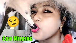 Women Cow Milking  Drinking Cow Milk  Cow Milking By Hand  Jaya Ghosh [upl. by Eclud]