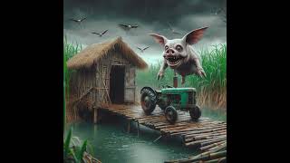 Scary Flying Pig Destructs Hut At Sugarcane Farm With Bamboo Bridge 239 [upl. by Rephotsirhc59]