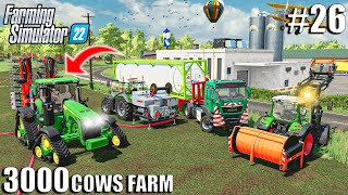 3000 Cows GRASSLAND Care with UMBELICAL HOSES  3000 COWS 26  Farming Simulator 22 [upl. by Arednaxela]