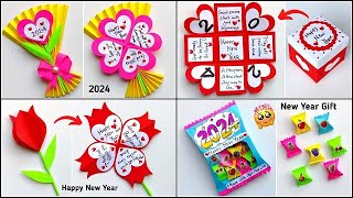 DIY Top 4 Happy New Year greeting cards 2024  Greeting card for new year  New year gift ideas [upl. by Inaoj]