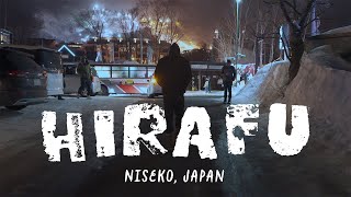 Hirafu Village Niseko Japan Night Walk Food Trucks Night Skiing SubFreezing Temperatures in 4K [upl. by Pressman]