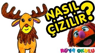 Nasıl Çizilir  Geyik  Rudolf  Çocuklar İçin Resim Çizme  RÜYA OKULU [upl. by Wystand]