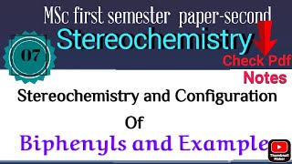 Stereochemistry and Configuration of biphenyls  MSc first semester papersecond [upl. by Ashraf456]