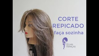 como cortar cabelo sozinha passo a passo de corte repicado  Telma tranças [upl. by Arlinda]